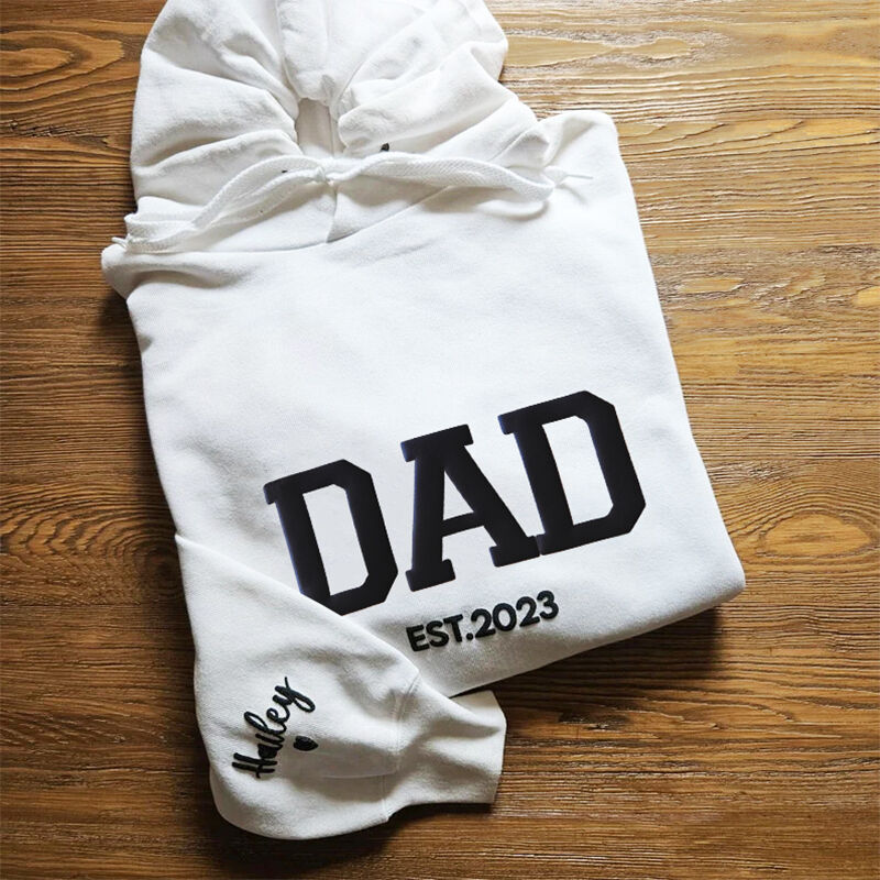Personalized Hoodie Dad with Custom Name Puff Print Design Creative Father's Day Gift for Dear Papa