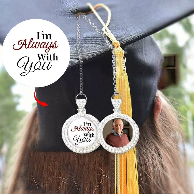 Nappa laurea foto personalizzata Strass rotondo Mini decorazione per tocco laurea per amici