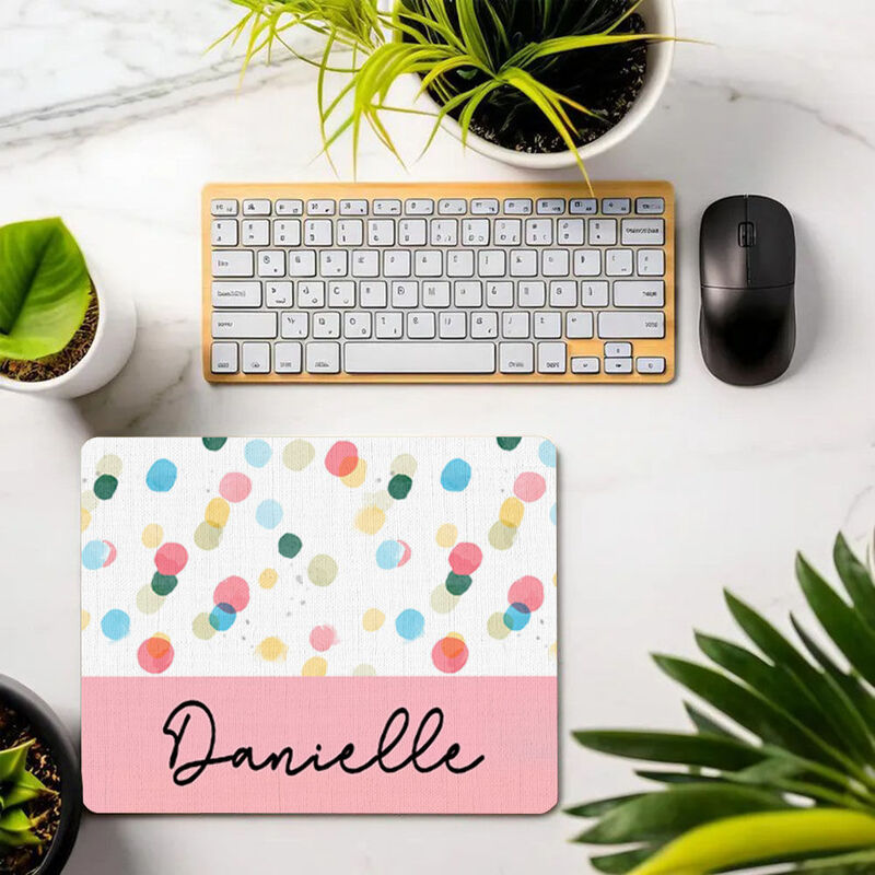 Tapis de souris personnalisé à pois colorés Cadeau pour les amis