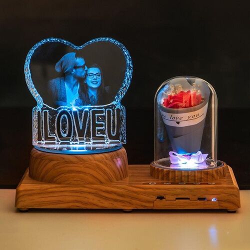 Lampada Personalizzata per Foto di Musica Colorata Bluetooth Forma di Cuore