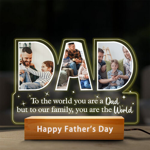 Personalized Acrylic Plaque DAD Picture Lamp with Custom Best Wishes for Dear Dad