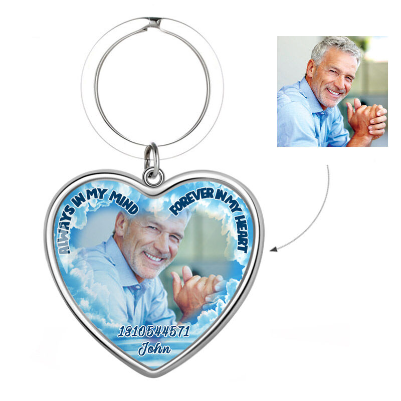 Personalized Always In My Mind & Forever In My Heart Memorial Photo Keychain