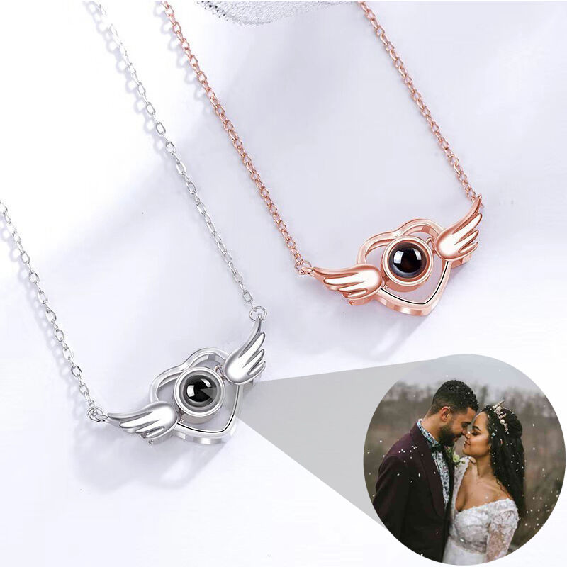Personalized Photo Projection Necklace - Angel's Wings