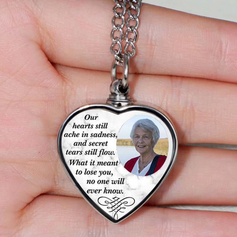 Personalized Picture Memorial Urn Necklace Our hearts will ache in sadness