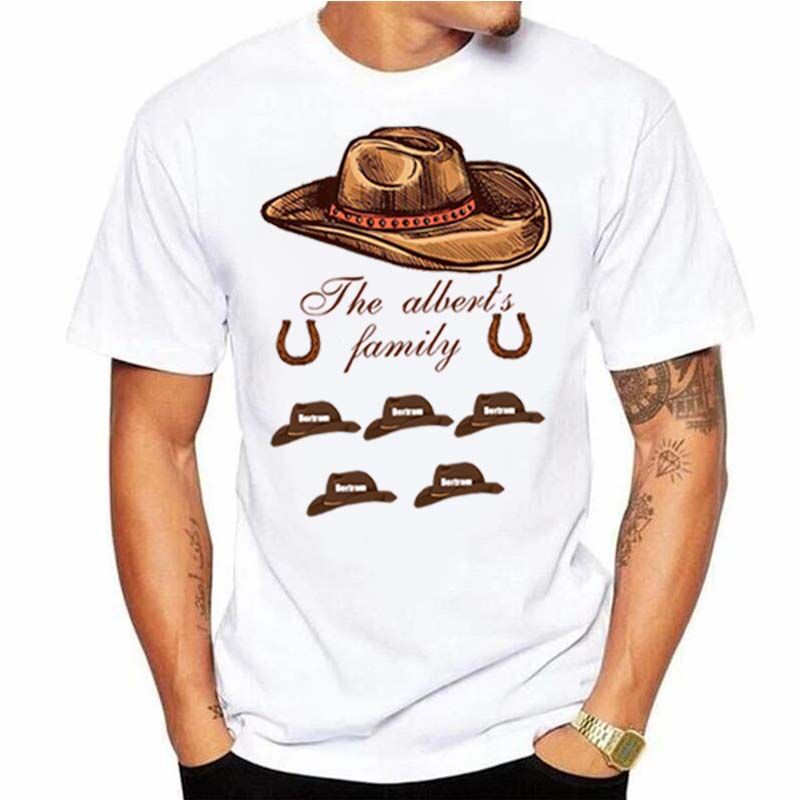 Personalized T-shirt with Custom Name Cowboy Hat Pattern Amazing Gift for Daddy