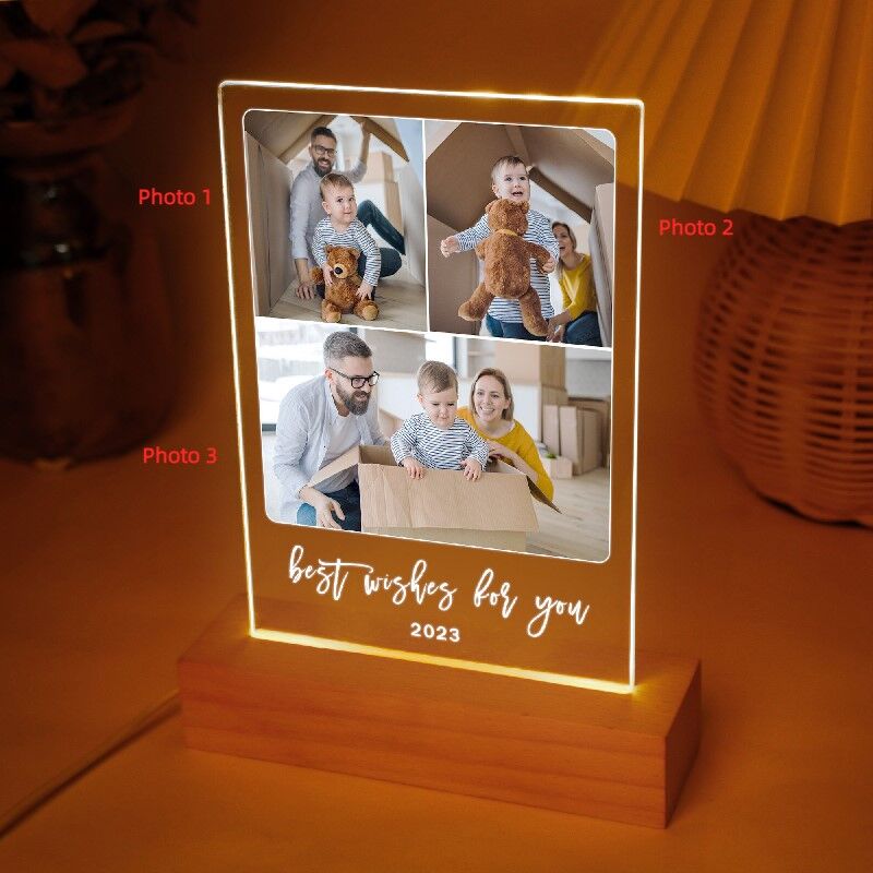 Personalized Picture And Engraving Lamp Simple Present for Family