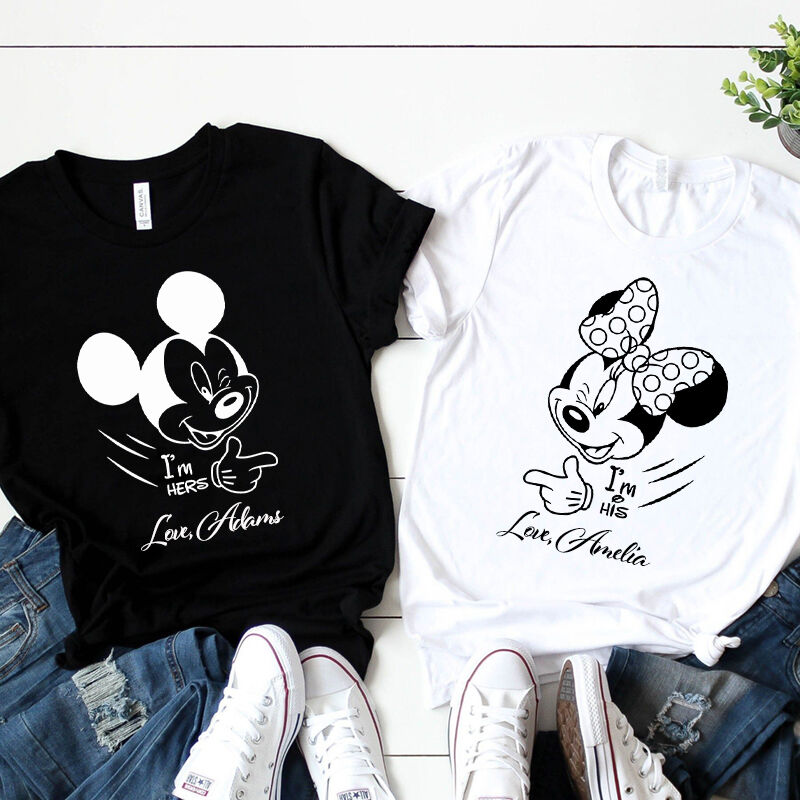 Camiseta personalizada de ratón de dibujos animados con palabras para amantes
