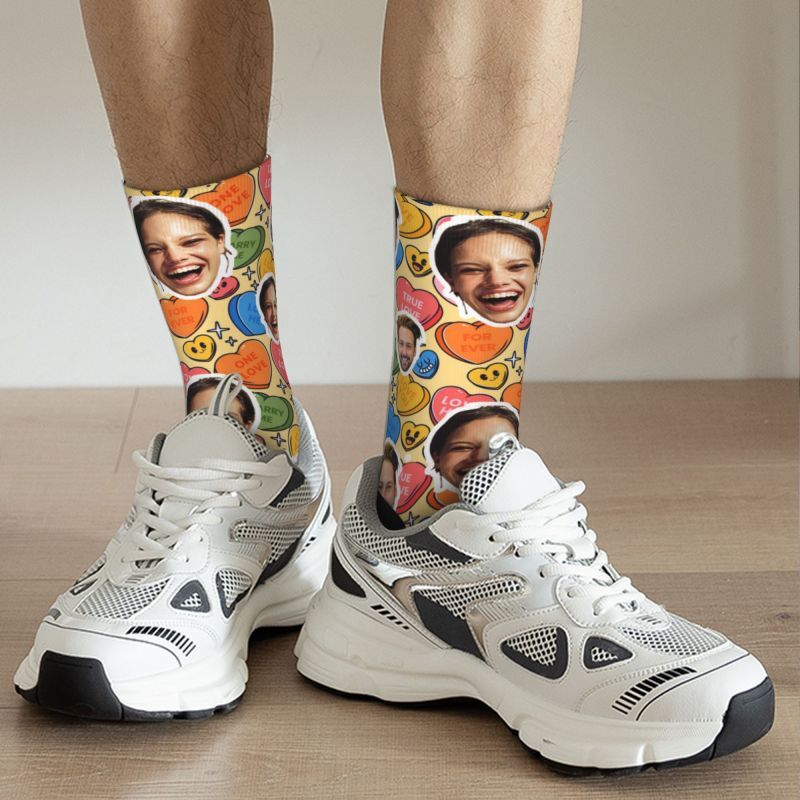 "Super Love" Customized Face Socks for Couples