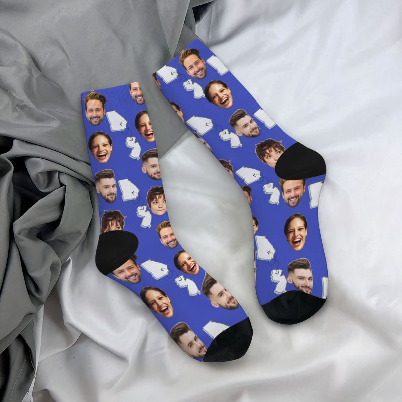 Personalisierte Socken mit Gesicht können 4 Fotos als Geschenk für Kollegen hinzufügen