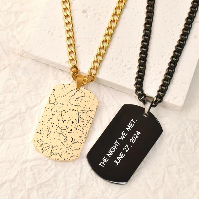 Personalized Dog Tag Necklace Customized Star Chart And Date Anniversary Gift