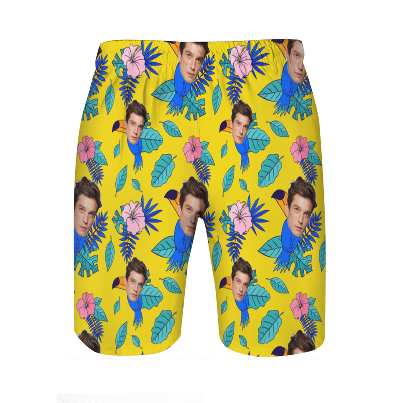 Shorts de plage Photo personnalisée  pour homme avec motif d'oiseaux Cadeau intéressant pour la famille