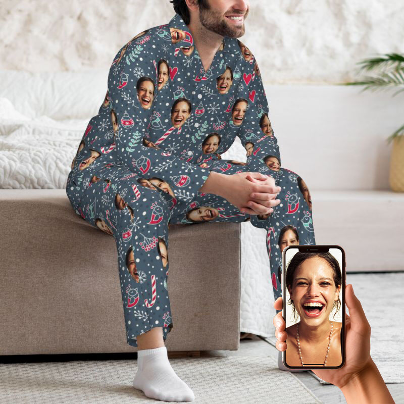 Personalisierte Pyjamas benutzerdefinierte Foto Weihnachten Candy Bird Design kreatives Geschenk für die Familie