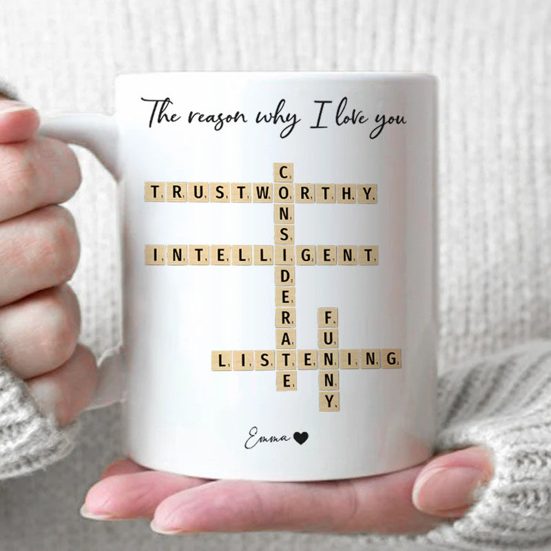 Tasse Scrabble personnalisée Mots d'amour personnalisés Cadeau amusant pour la famille
