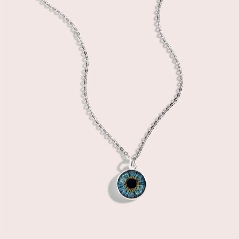 Collier oeil d'iris personnalisé avec chaîne , pendentif oeil personnalisé pour animal de compagnie , collier oeil humain