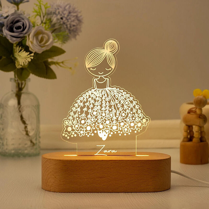 Personalized Name Night Light with Dancer Pattern Lovely Gift for Girl
