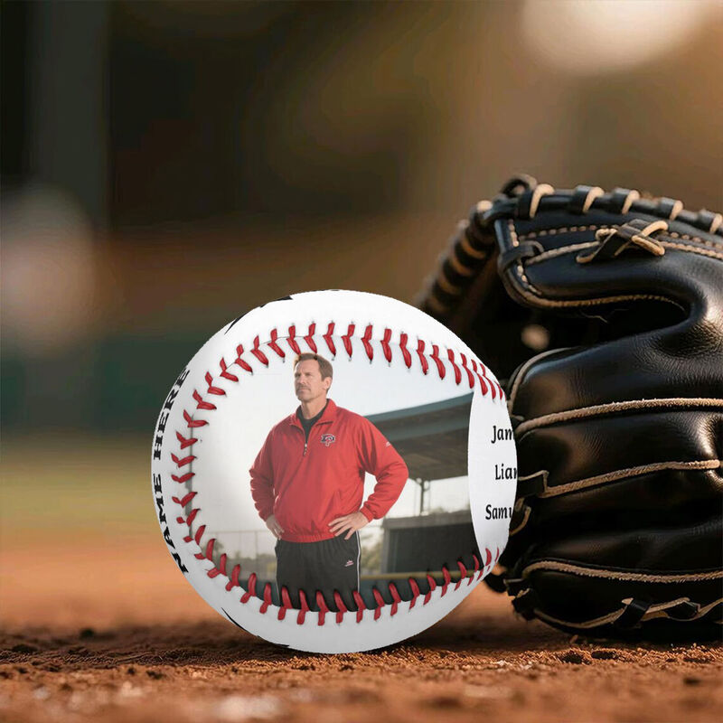 Personalisierter Baseball mit Teamfoto Dankeschön-Geschenk zum Schulanfang für Trainer