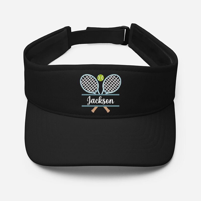 Personalized Tennis Hat Visor Custom Embroidered Tennis Racket and Name Design Gift for Sports Lover