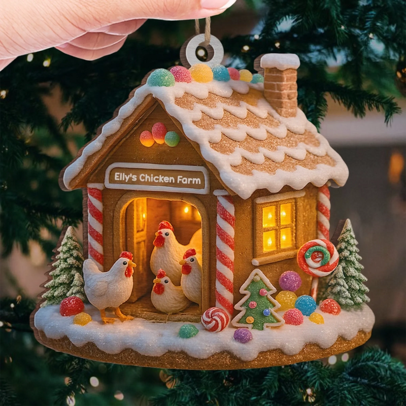 Personalized Chicken Farm Ornament Cute Gift for Christmas