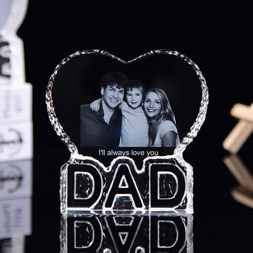 Cornice con foto lampada personalizzata con cuore per papà in cristallo