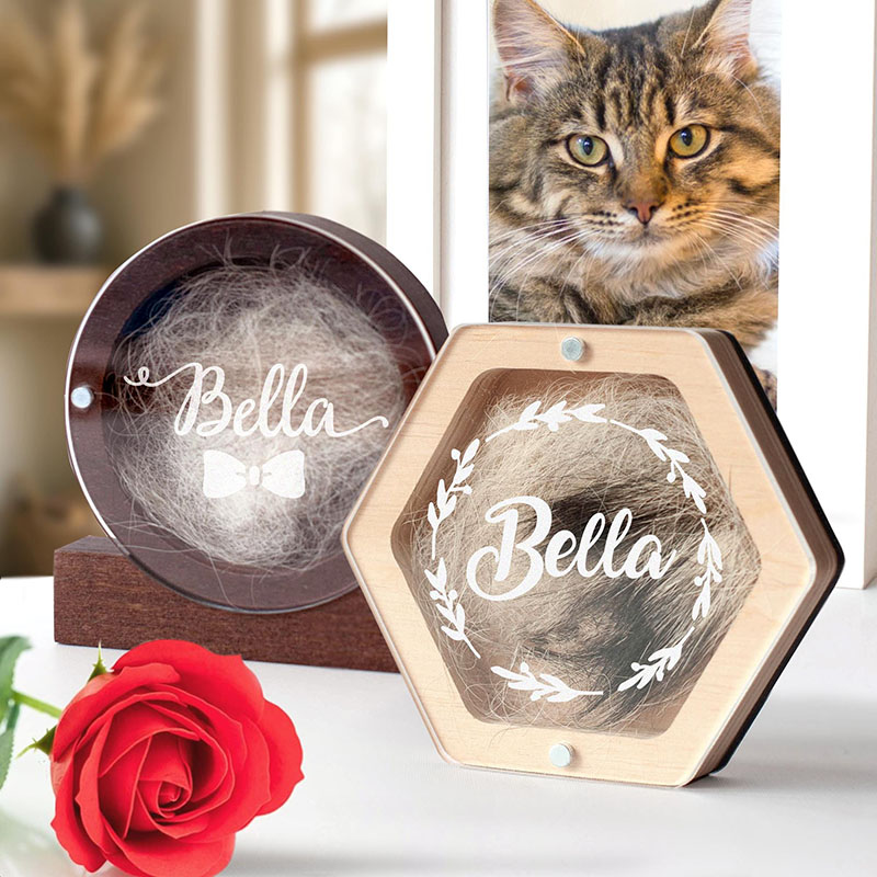 Caja de recuerdo de pelo de mascota con nombre personalizado, el mejor regalo para los amantes de las mascotas