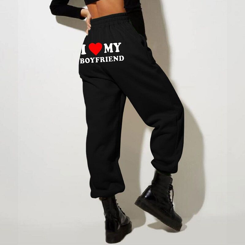 Personalized Pants I Love My Boyfriend with Heart Pattern Valentine's Day Gift for Lover