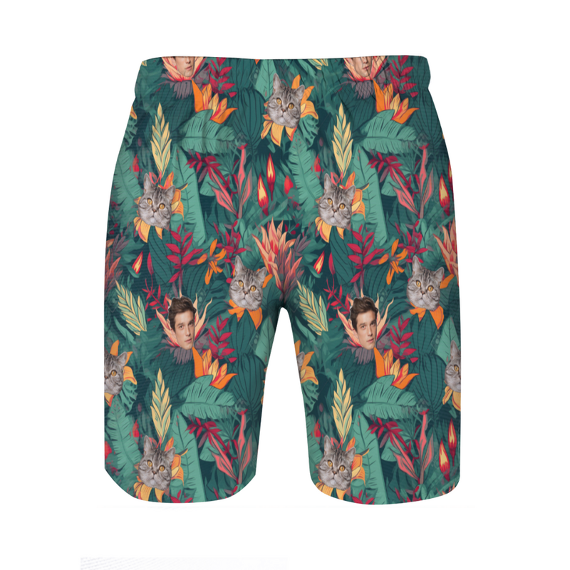 Shorts de plage personnalisé avec motif végétal Cadeau élégant pour la famille