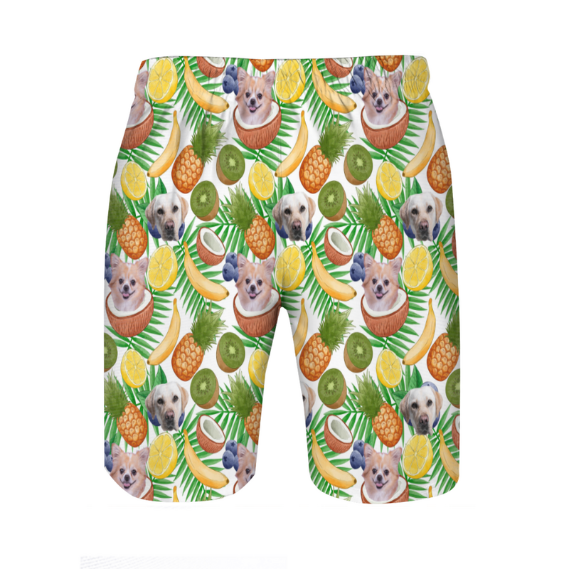 Personalized Picture Men's Beach Shorts with Pineapples Pattern Funny Present for Family