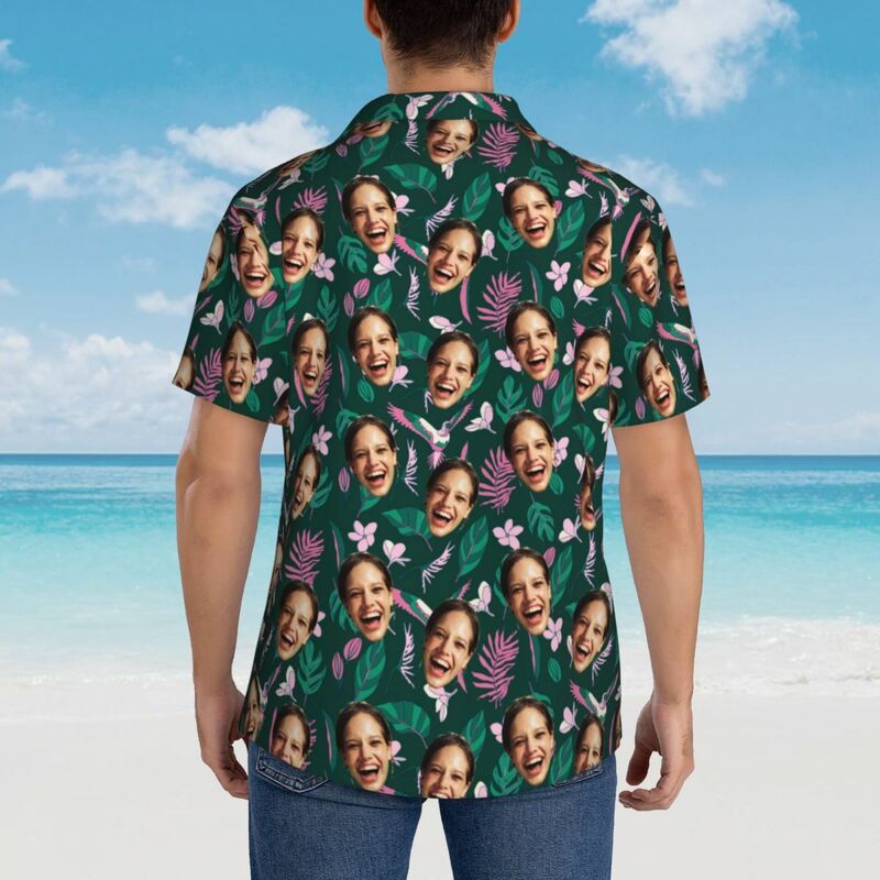 Camisas Hawaianas Hojas de Verano Personalizadas Aloha Beach Shirt para Hombre