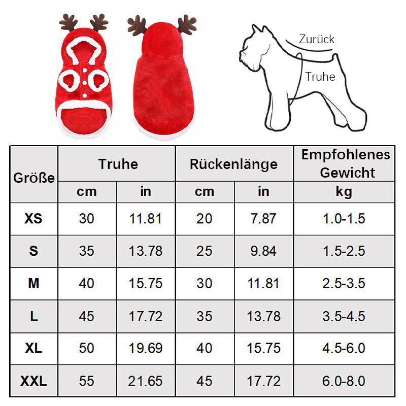 Personalisiertes Pet-Kostüm Süßes Geweih-Set Weihnachtsbaum-Design Geschenk für Tierliebhaber