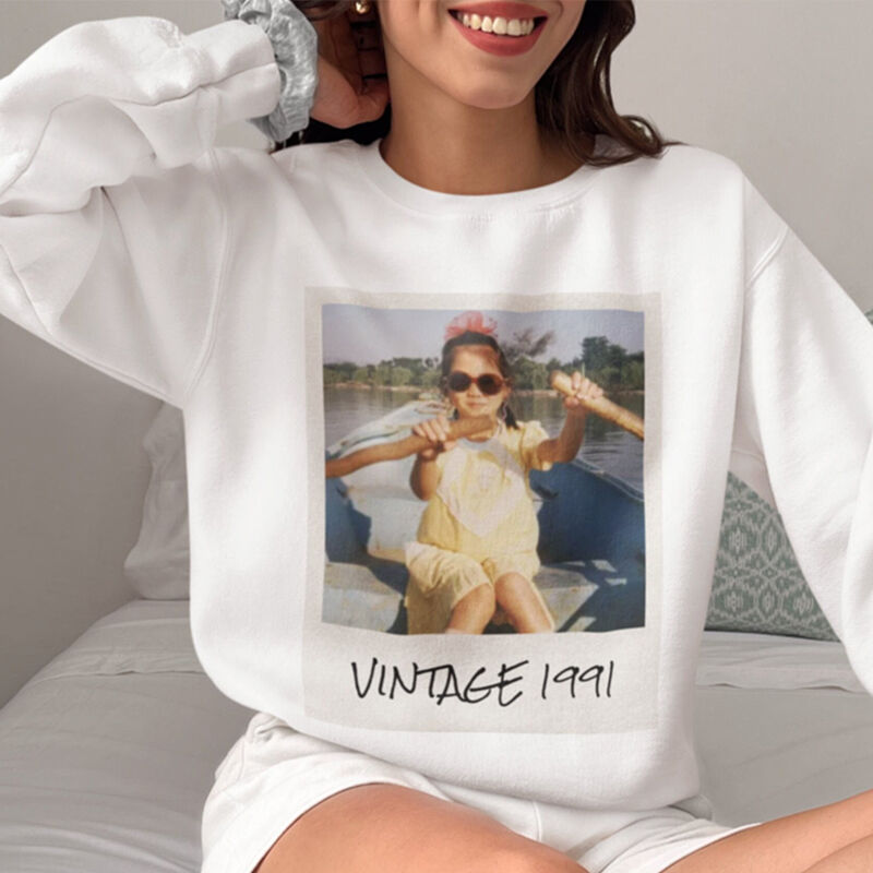 Personalized Sweatshirt Custom Photo Classic Retro Style Design Great Surprise Gift for Loved Ones