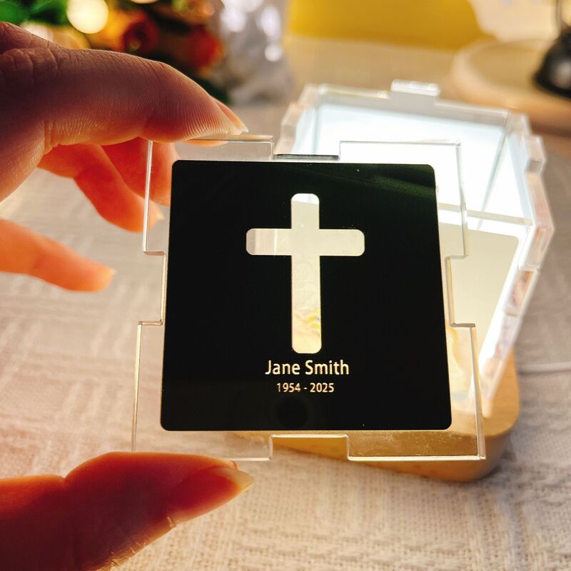 Personalized Name Acrylic Magic Cube Lamp with Cross Pattern Great Gift for Your Family