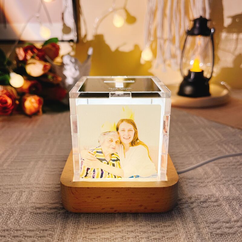 Personalized Name Acrylic Magic Cube Lamp with Cross Pattern Great Gift for Your Family
