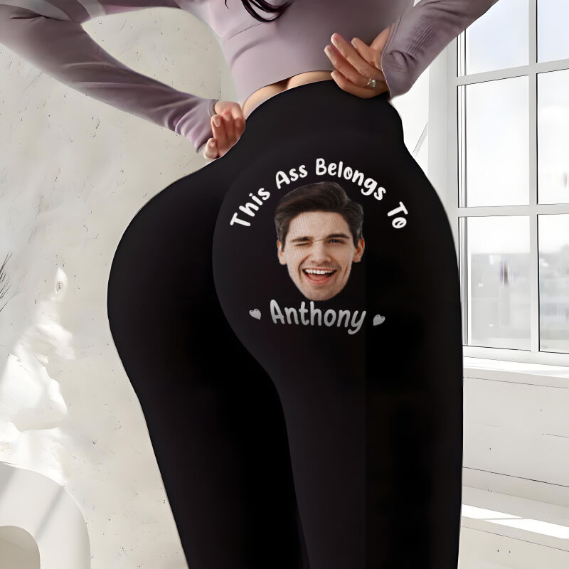 Personalized Leggings This Belongs To You Custom Photo Fun Design Gift for Her Lovers Wife