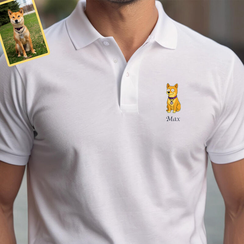 Personalized Cartoon Style Picture Polo Shirt Cute Present for Pet Lover