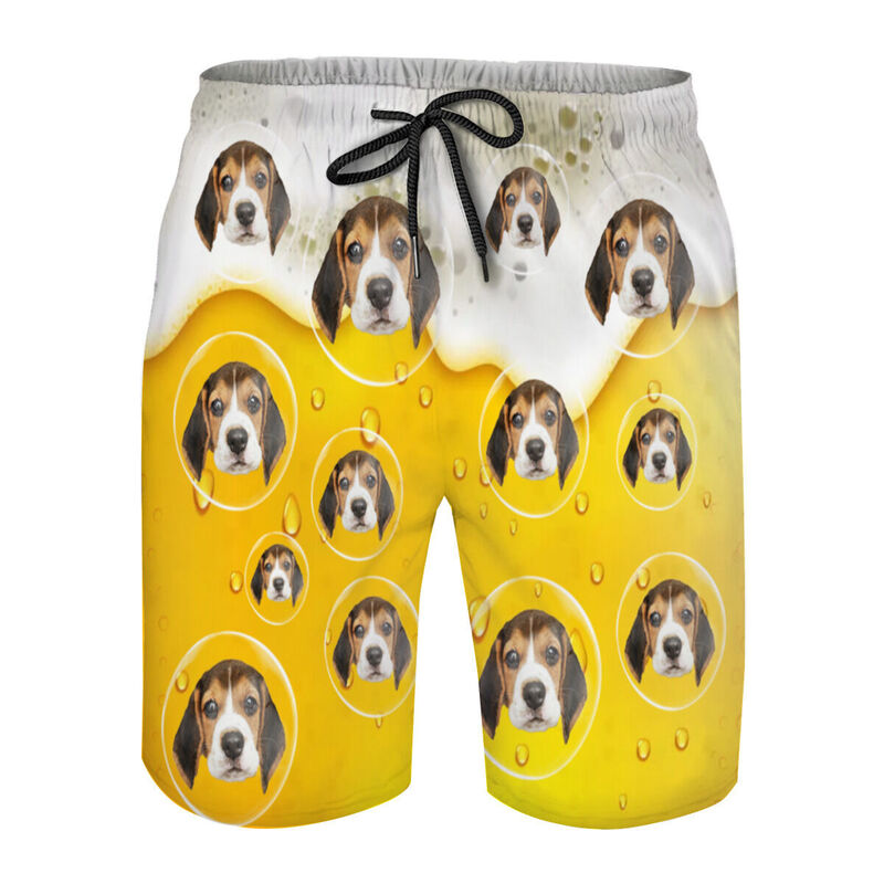 Personalized Picture Men's Beach Shorts with Bubble Pattern Interesting Gift for Him