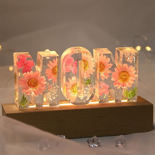 Personalized Dried Flowers  Letter Lamp-MOM