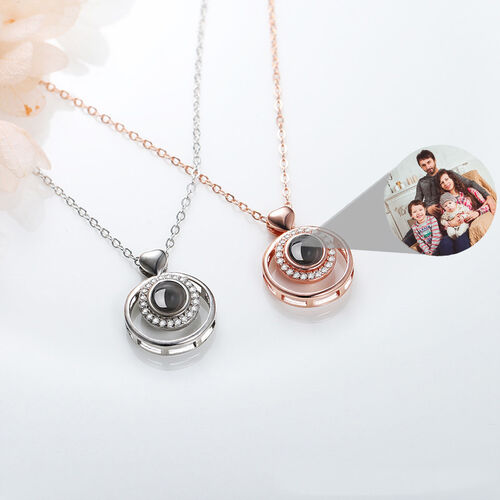 Personalized Photo Projection Necklace- To Family-Family Heart