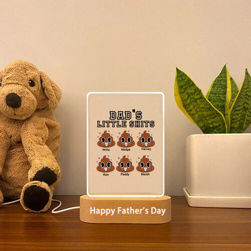 Personalisierte Acryl Plaque-Lampe Dad's Little Shits mit benutzerdefinierten Namen lustiges Geschenk für Papa