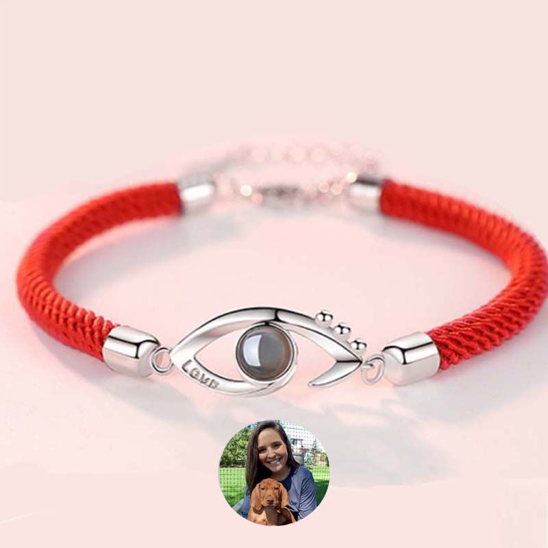 Personalized Photo Projector Bracelet with Red String Friend Gift