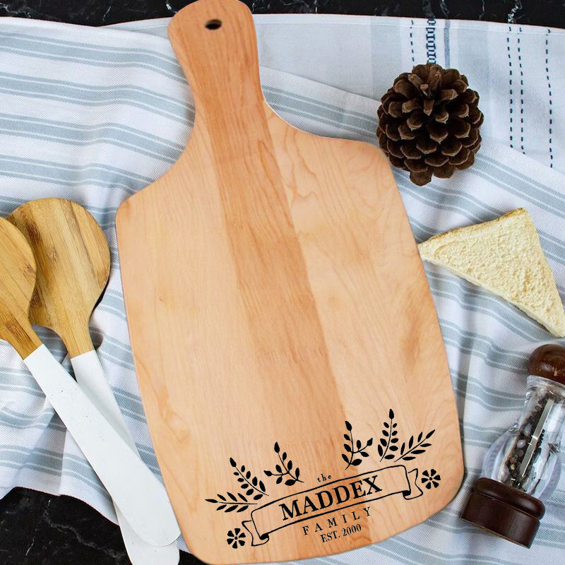 Personalized Name And Date Charcuterie Board with Special Leaves Pattern Best Present for Best Person
