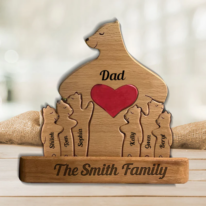 Personalized Family Bear Wooden Puzzle Warm Christmas Gift for Grandma