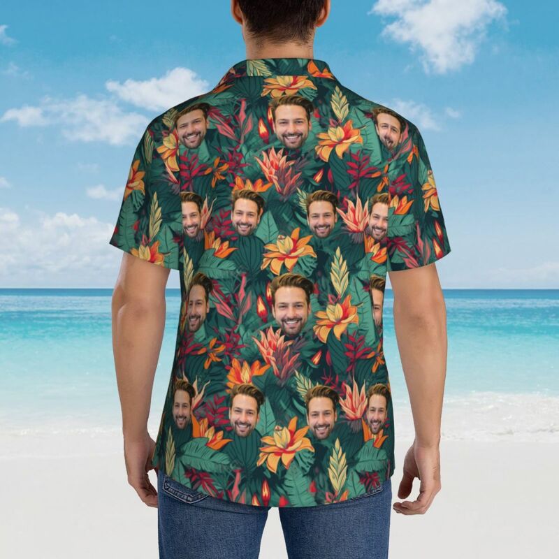 Camisas Hawaianas Personalizadas con Foto Estilo Tropical para Él