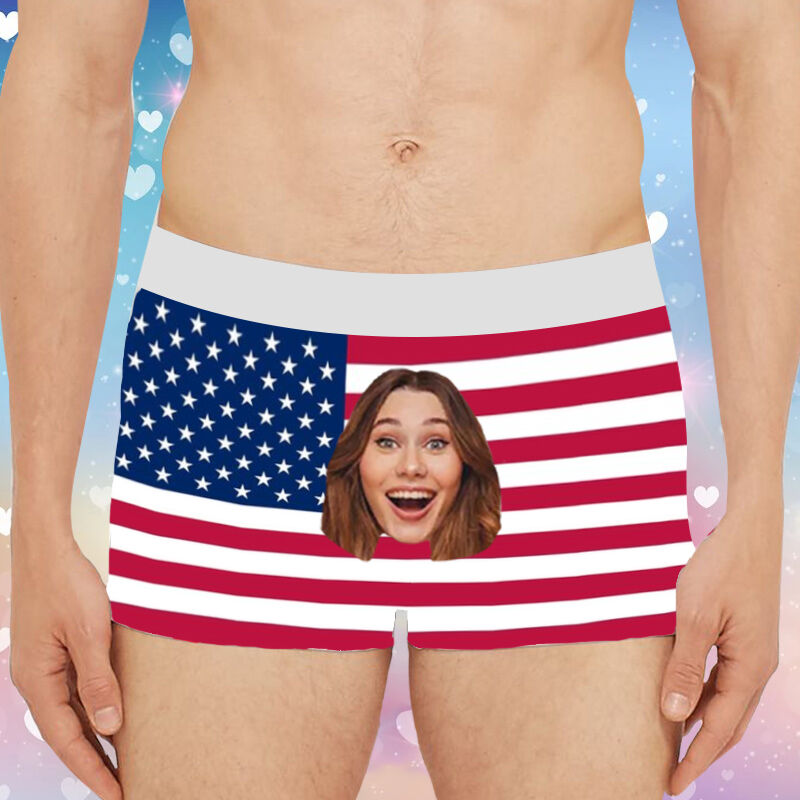 Personalized Picture Men's Underwear Boxer Briefs with Flag Pattern Cool Gift for Him