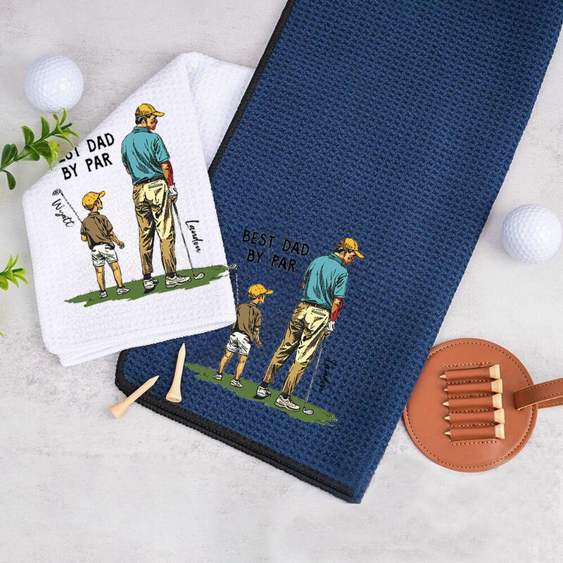 Custom Golf Towel Heat Transfer Father and Son Printing Father's Day Gift for Dad