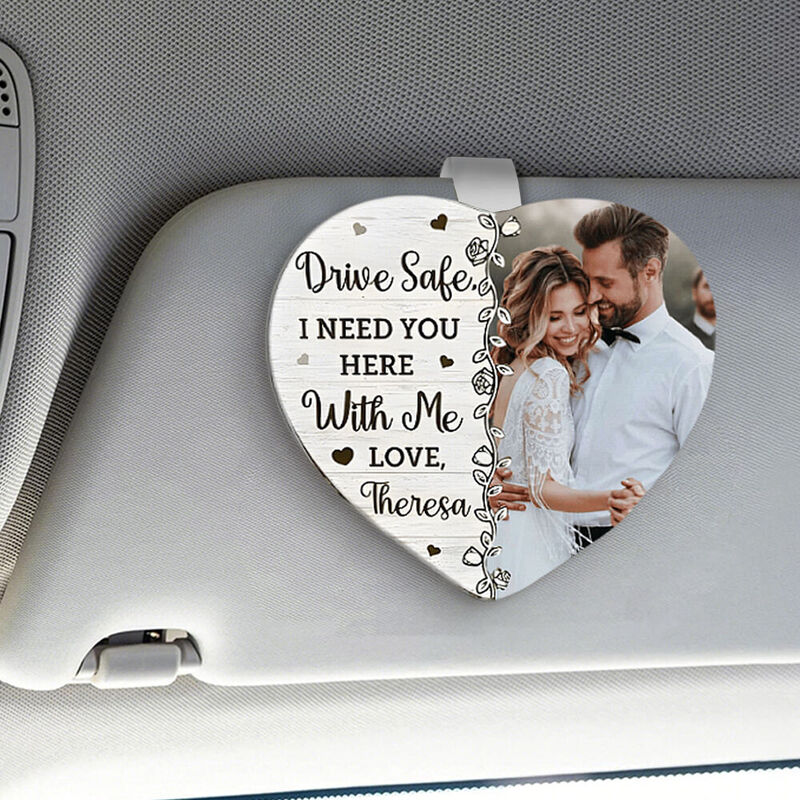 Customized Car Visor Clip Couple Photo Frame Valentine's Day Gift for Lovers