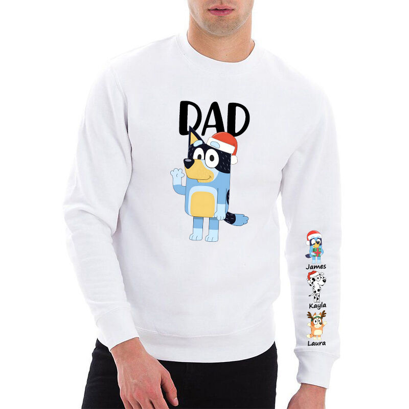 Sudadera personalizada con estampado de dibujos animados de Bluey Dad, diseño navideño, regalo perfecto para papá