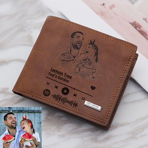 Personalized Photo Wallet with Spotify Song Cover Gift For Best Dad