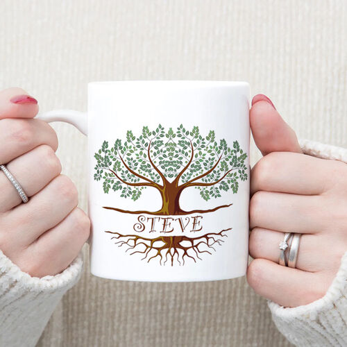 Custom Name Mug with Vigorous Tree Pattern Great Present for Someone
