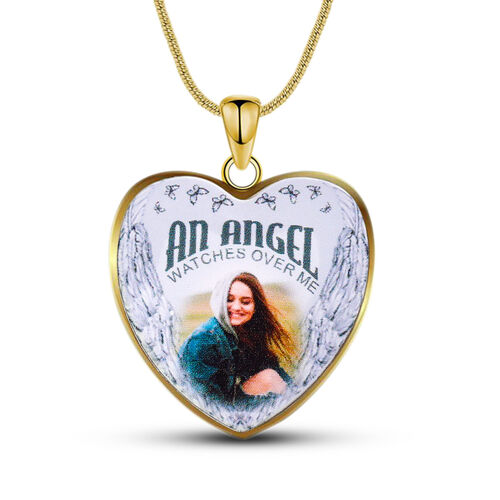 "An Angel Watches Over Me" Photo Necklace
