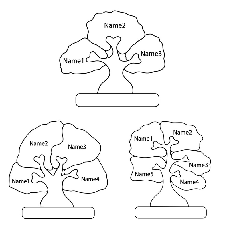 Custom Puzzle Tree Acrylic Lamp Three Names to Order
